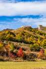 Romania, Transylvania. Coltesti Castle 11th century ruins. Territorial Trascau Mountain views. Art Print